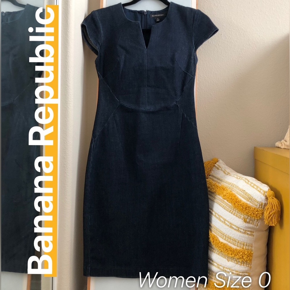 EUC Banana Republic Denim Stretch Work Dress Size 0